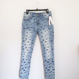 NEW SZ 28 AQUA Jeans Distressed Blue Lt Wash Blue